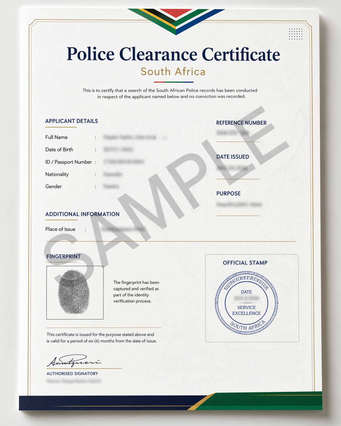 Police Clearance Certificate sample